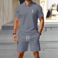 thumbnail image 2 of CONFREE Mens 2 Peice Shorts Sets Casual Men's Summer Outfits Set Graphic Polo Shirts Shorts Athletic Sweat Suit for Men, 2 of 4