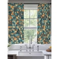 thumbnail image 3 of Sheer Curtains 72 Inches Long, Abstract Art Light Filtering Window Curtains for Living Room/Bedroom, Geometric Modern Art Orange Teal Rod Pocket Voile Sheer Curtain Drapes, 52"W x 72"L, 2 Panels, 3 of 8