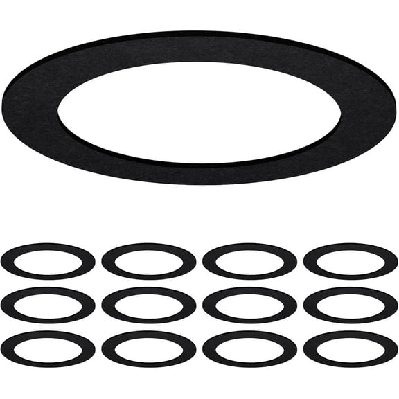 Sunco 12 Pack Goof Rings for 6 Inch Recessed Lights, Flush Mount Black Can Light Trim Ring Cover, Outer Diameter 8.6 Inch, Inner Diameter 6.2 Inch, Paintable Surface, Matte Finish.