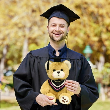 9.8in Graduation Doctor Bear Plush Toy Cute Teddy Stuffed Animal with Soft Cozy Hug Feel Wearing Gown and Cap Ideal Graduation Season Gift for Students Teachers Classmates Family Friends