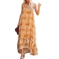 thumbnail image 1 of Liacowi Womens Summer High Low Ruffle Maxi Dress Spaghetti Strap Print Flowy Beach Long Dress, 1 of 6
