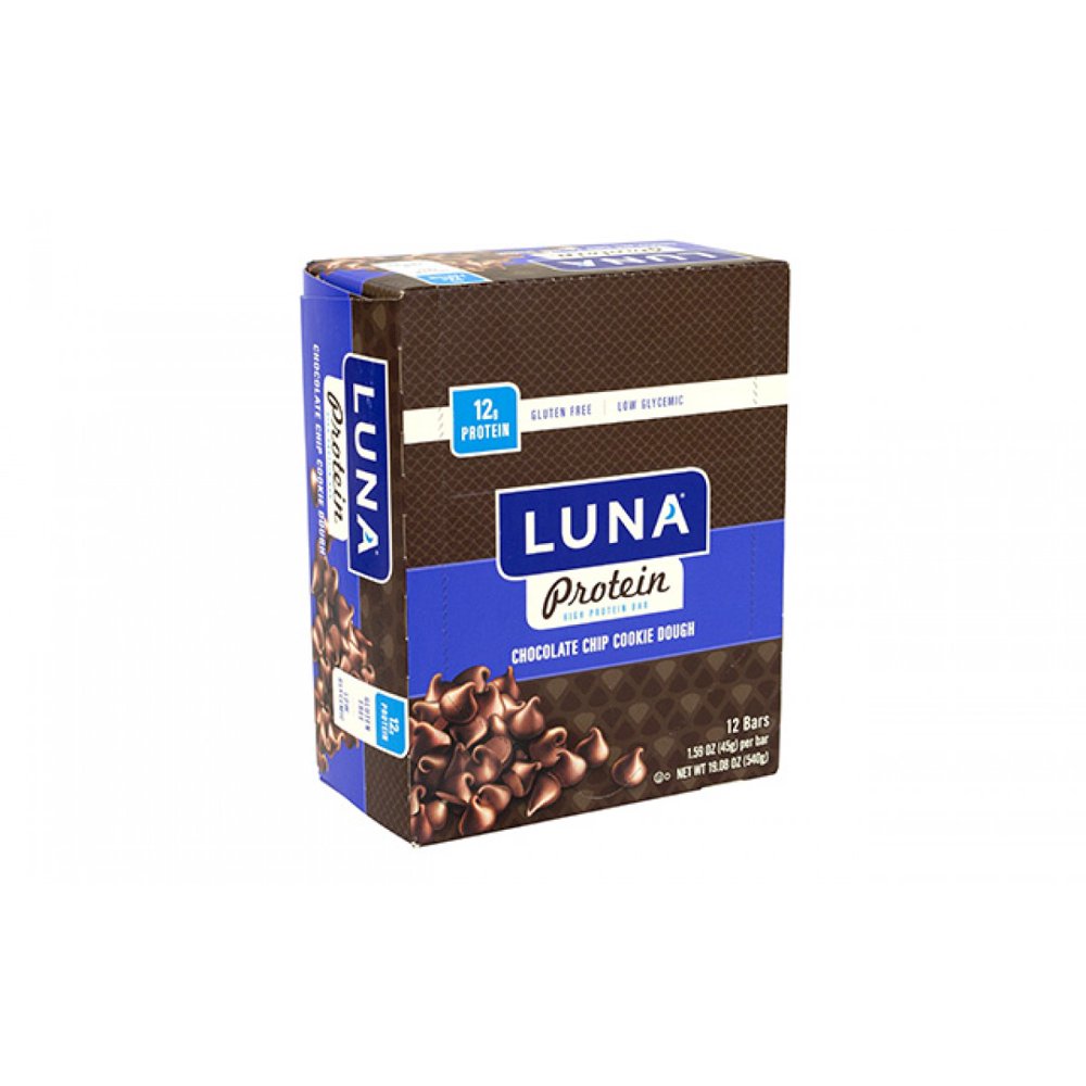 Luna Protein Bar Chocolate Chip Cookie Dough, 1.59 oz, 12 Count