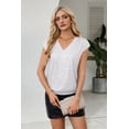 thumbnail image 5 of V Neck Sequin Short Sleeve Tops for Women Elastic Sparkly Tank Top White L, 5 of 9