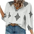 thumbnail image 2 of Aloohaidyvio Long Sleeve Tops,Women's Fashion Printed Fashion Printed 3/4 Sleeve V-neck Top, 2 of 3