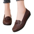 thumbnail image 2 of Dweltoz Penny Loafers for Women Business Casual Comfort Boat Shoes Lightweight Slip-Ons Retro Dress Shoes,Brown 43, 2 of 5