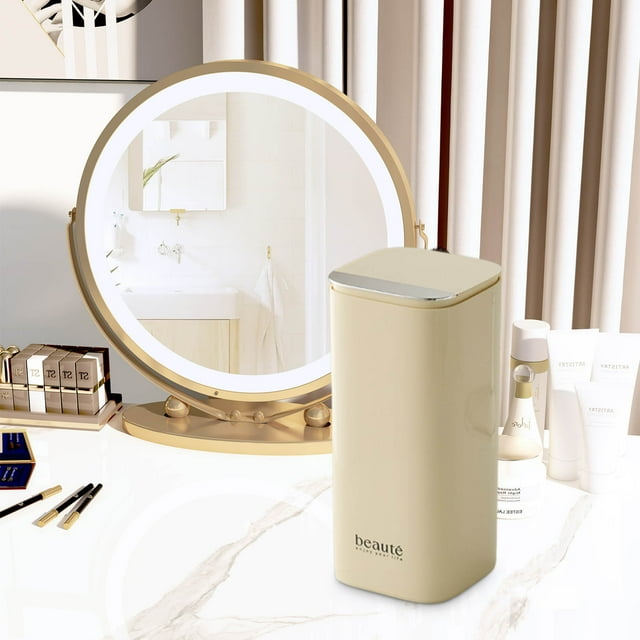 Recambio automático de cosméticos con tapa protectora, estilo tocador, organizador de maquillaje para dormitorio, de metal, 2 niveles, portátil.,Wsvlmg