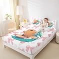 thumbnail image 3 of Erosebridal Cartoon Surfing Capybara Bed Sheets,Kawaii Rodent Animal King Sheets For Kids 4-Piece, 3 of 6