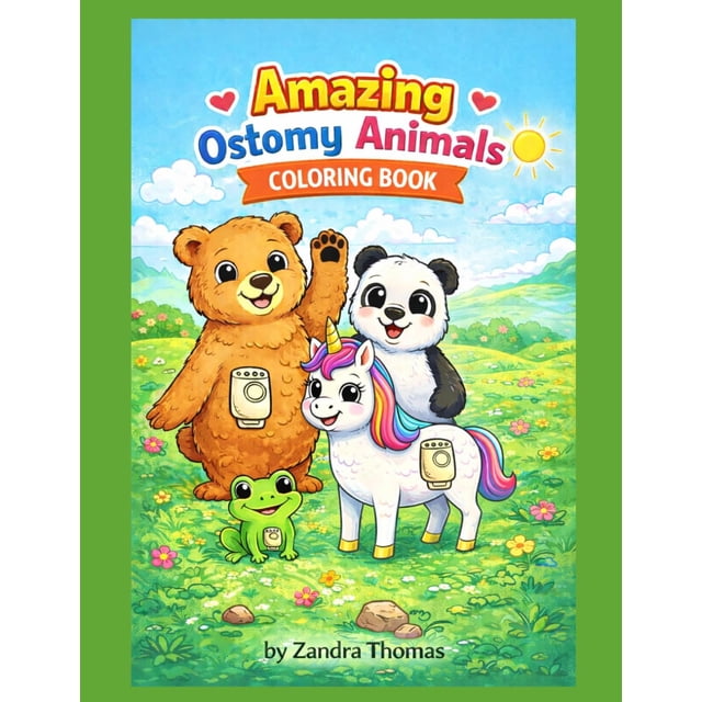 Libro para colorear de animales con ostomía publicado de forma independiente