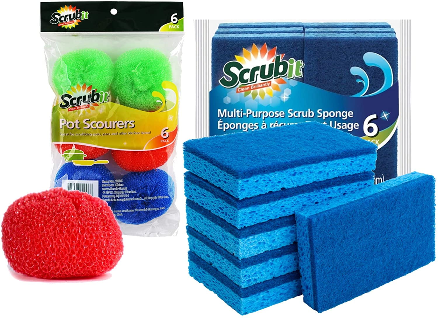 Quickie Scourer Pad Refills for Household Power Scrubber sponge 084 Set of 6 