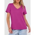 thumbnail image 5 of ANRABESS Womens Short Sleeve Tops Casual V Neck Wrinkle - Free Basic T Shirts Summer Cute Tee 2026 Spring Fashion Clothes Hot Pink Large, 5 of 7