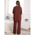 thumbnail image 4 of MINTREUS Lounge Sets for Women Knit Short Sleeve Tops and Long Pants Soft Comfy Pajamas Set Oversized 2 Piece Outfits S-4X, 4 of 8