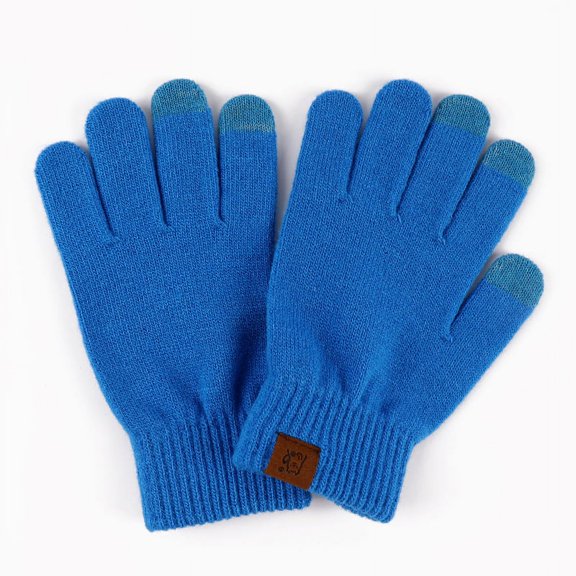 Gloves Winter Warm Five-Finger Gloves Candy Color Finger Touch Screen Gloves Student Writing Gloves Blue