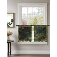 thumbnail image 2 of Sheer Curtains 54 Inch Length 2 Panels Set for Kitchen, Forest Semi Sheer Curtains for Windows, Spring Oil Painting Country Cabin Trees Flower Voile Window Treatments Rod Pocket Curtain, 2 of 7