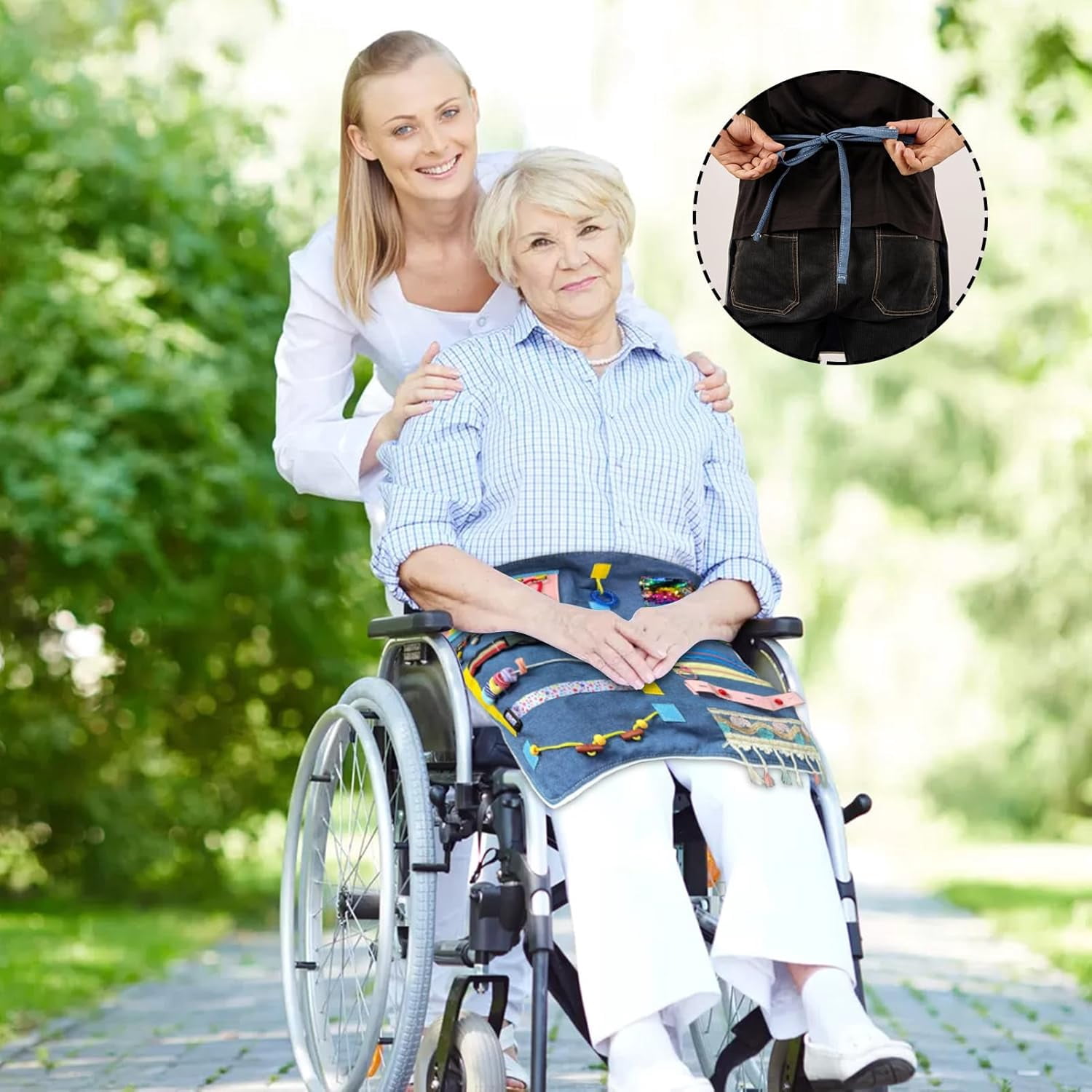 AMQTSLM Fidget Apron for Elderly, Fidget Blanket for Adults with Dementia, Dementia Products for Elderly, Sensory Blanket for Dementia Patients or Alzheimer