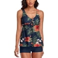 thumbnail image 4 of Trajes de baño para mujer, trajes de baño de dos piezas con estampado floral y pantalones cortos con control de barriga, 4 of 4