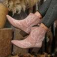 thumbnail image 5 of Mostsola Cowboy Boots for Women Suede Vintage Embroidery Western Ankle Boots Pull on Booties, 5 of 9