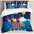 thumbnail image 3 of 80th Birthday Duvet Cover Set Twin Size, Happy Birthday Quote with Colorful Baloons on Blue Colored Backdrop Image, Decorative 2 Piece Bedding Set with 1 Pillow Sham, Multicolor, by Ambesonne, 3 of 3
