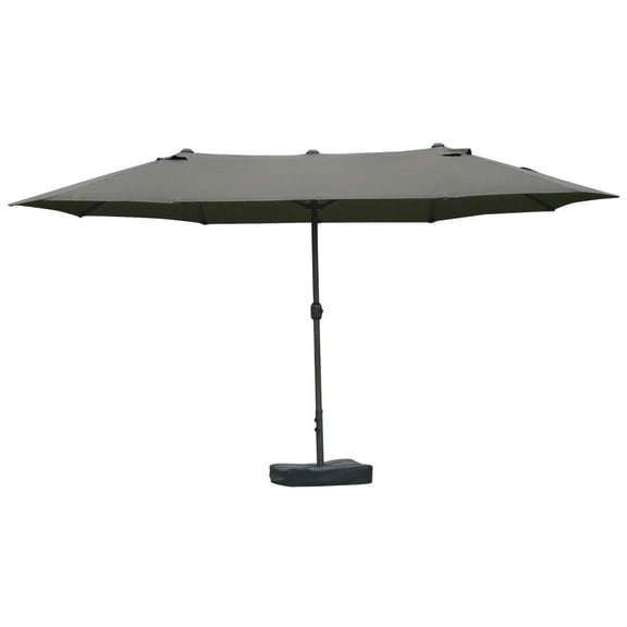 GVN Patio Umbrella, Outdoor Table Umbrella,Patio Umbrella 15' Steel Rectangular Outdoor Double Sided Market with base,Dark Gray