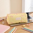 thumbnail image 6 of BSJJY Yellow Plaid Bow Pencil Pouch 7.5x3.2 Inch, Cloth Makeup Brush Bag for Office Supplies, Portable Stationery Organizer, 6 of 6