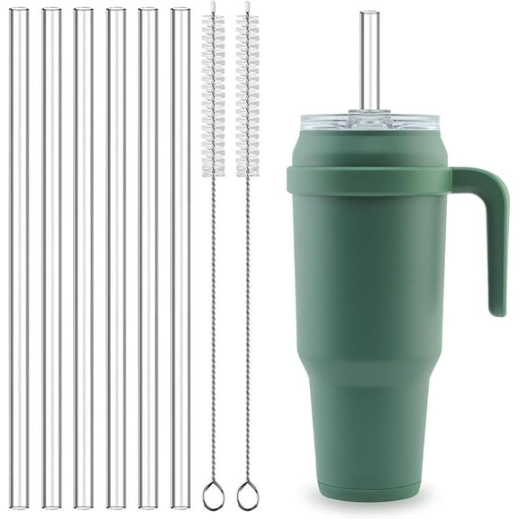 6Pcs Replacement Straw for Reduce Tumbler 40oz & 50 oz With Handle, Reusable Clear Straws for Reduce Tumbler Cup, With 2 Straw Cleaner Brush