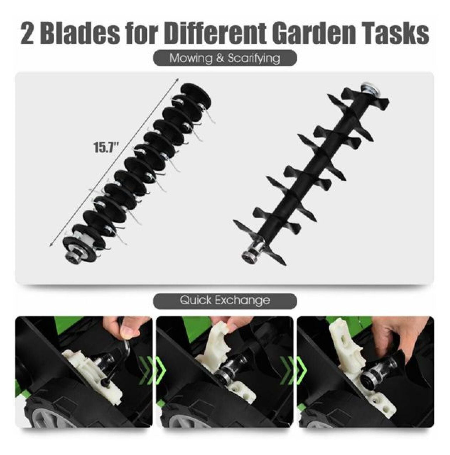 13 Inch 12 Amp Electric Scarifier with Collection Bag and Removable Blades Electric Lawn Dethatcher w/ 50L Collection Bag Green