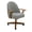 Marble-Chestnut Oak, variant on Chromcraft Dining Chairs on Casters, Swivel Rolling Cushioned Seats, Walnut Solid Wood Accents, Mocha Upholstery, Metal Base, 1 piece set