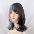 thumbnail image 7 of Women's long wavy synthetic wig, black-brown with pink/blue/green highlights - naturally thick, voluminous, and layered, suitable for everyday wear, parties, and cosplay - comfortable rose mesh cap t, 7 of 7