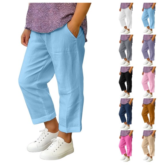 Quotay Kids Capri Pants Summer Casual Wide Leg Elastic Waist Cropped Beach for Girls Boys Trousers for Girls 4-15 Years Light Blue,12-13 Years