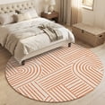 thumbnail image 4 of Round Area Rugs 4Ft, Orange Boho Non-Slip Washable Circle Rugs Carpet, Abstract Geometric Curves Lines Modern Indoor Outdoor Rug Floor Mats Throw Runner for Bedroom Living Room Bathroom, 4 of 8