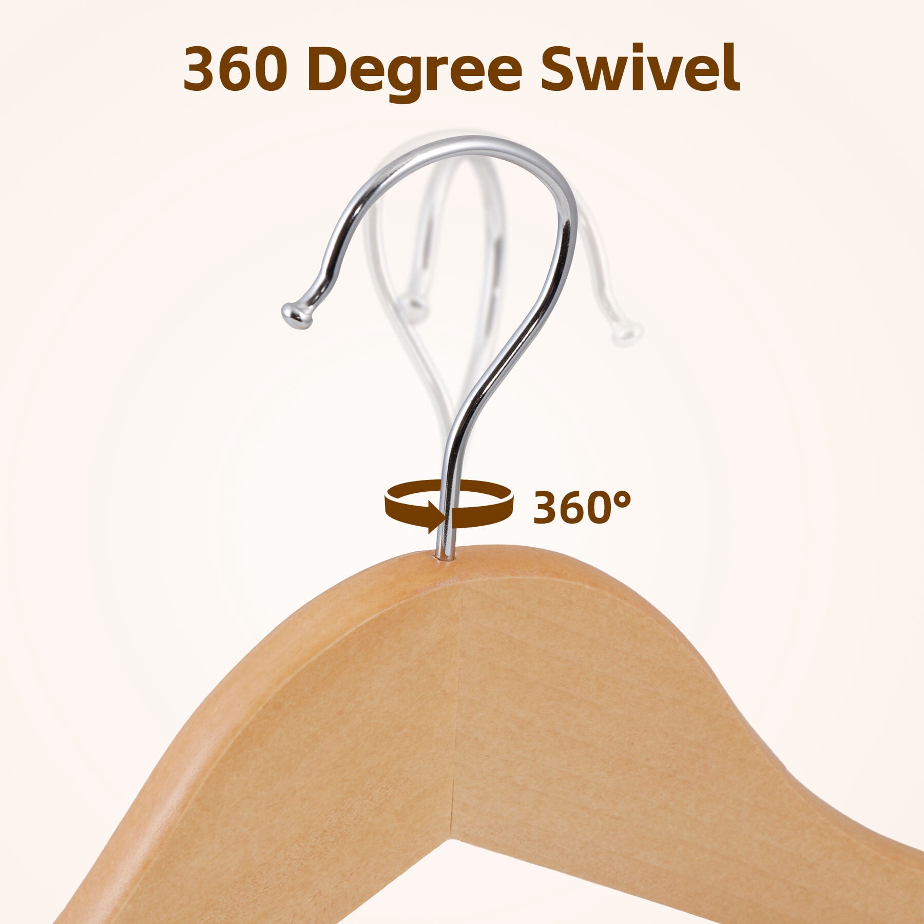 ZENSTYLE Wooden Hangers 50 Pack Suit Coat Hangers with 360° Rotatable Hook Non Slip