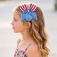 thumbnail image 2 of Wxirdiow 4th of July Headband Girls 4th of July Patriotic Hair Bows for Girls American Flag USA Stars Stripe Hair Bow Clips Sky Blue Size,3-12 Years, 2 of 6