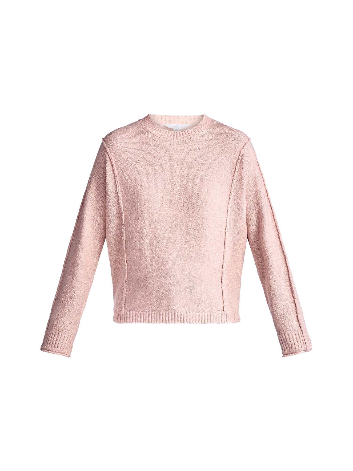 Time and Tru Women's Reverse Linking Pullover Sweater with Long Sleeves, Midweight, Sizes XS-XXXL
