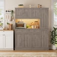 thumbnail image 6 of Homfa 72.8" Tall Kitchen Pantry Cabinet with LED & Charging Station, Modern Storage Cabinet with Drawers and Door Shelves, 8 Doors Freestanding Cupboard Buffet for Dining Room, Gray, 6 of 9