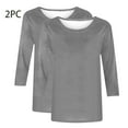 thumbnail image 2 of Cotton T Shirts Pack for Women 2Pcs Crew Neck 3/4 Sleeve Tees Solid Loose Fall Casual Tops Basic Tshirts Bulk (L, Gray), 2 of 6