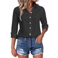 thumbnail image 4 of vigerkar Womens Dress Shirts Long Sleeve Button Down Shirt Business Casual Blouse Office Work Tops (Black, XL), 4 of 5