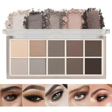 Firstfly 10 Colors Natural Matte Naked Eyeshadow Palette, Nude Smokey Highly Pigmented Eye Shadow, Waterproof & Long Lasting Neutral Blendable Palette for Women Girls Cosmetics Beauty Makeup