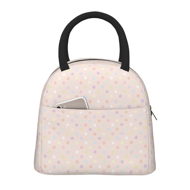 Balery Colorful Dots Bolsa de Almuerzo para Mujeres, Caja de Almuerzo, Bolsa de Almuerzo Pequeña Impermeable, Tote de Almuerzo Reutilizable con Gran Capacidad
