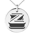 thumbnail image 1 of Stainless Steel Letter Z Initial 3D Monogram Engraved Small Medallion Circle Charm Pendant Necklace, 1 of 1