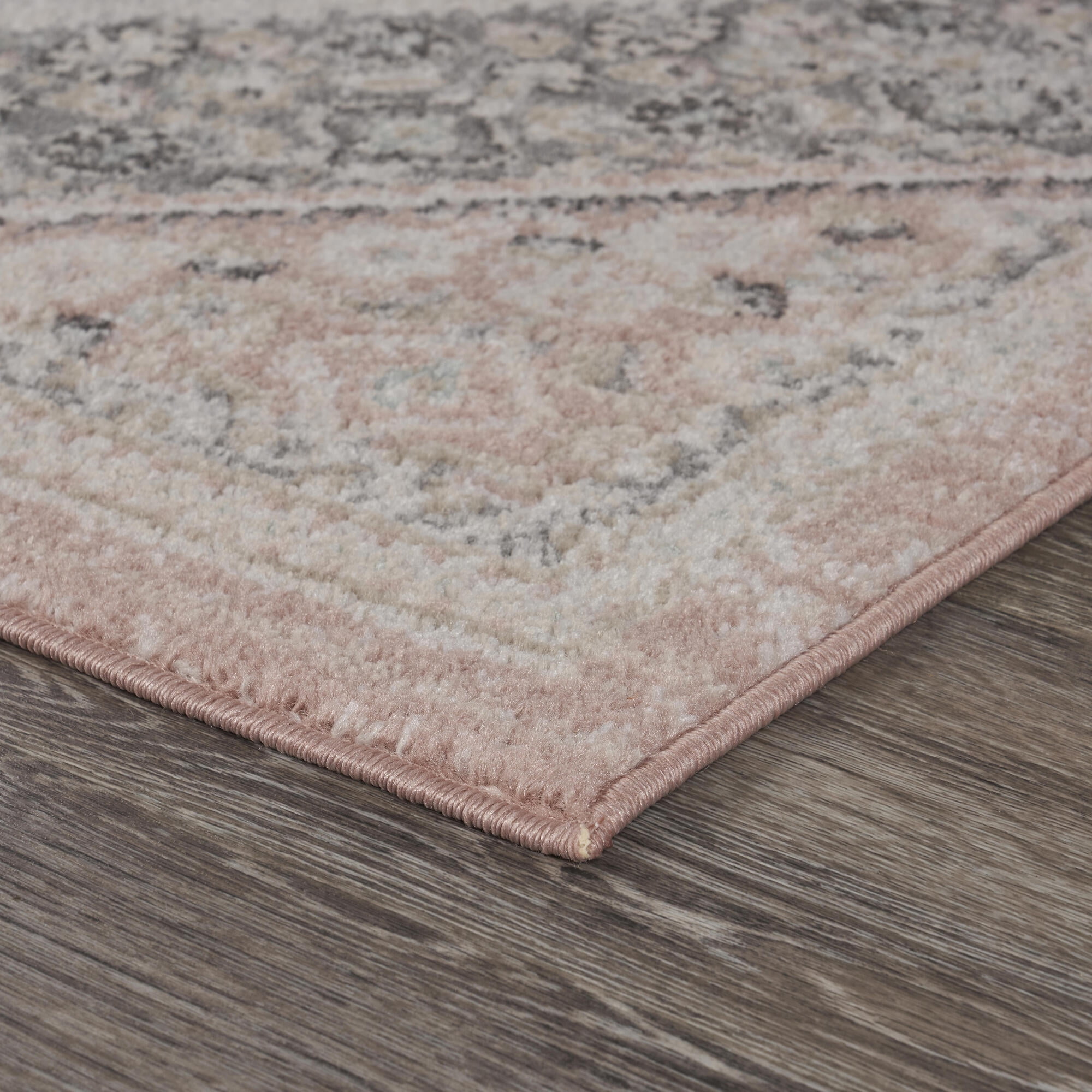 Ox Bay Diana 2' x 3' Pink/Ivory Medallion Stain and Fade Stain Resistant Indoor Area Rug