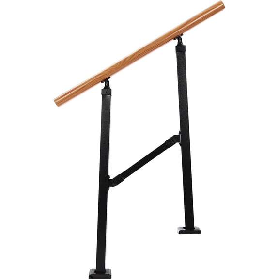 Handrail for Outdoor, Staircase Handrail, 2-Step Handrail Adjustable for Porch Stairs/Exterior Concrete/Wooden Steps Imitation Wood Grain with Installation Kits