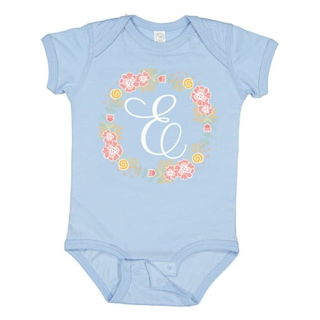 

Inktastic E Monogram Alphabet Letter Rose Floral Wreath Gift Baby Girl Bodysuit
