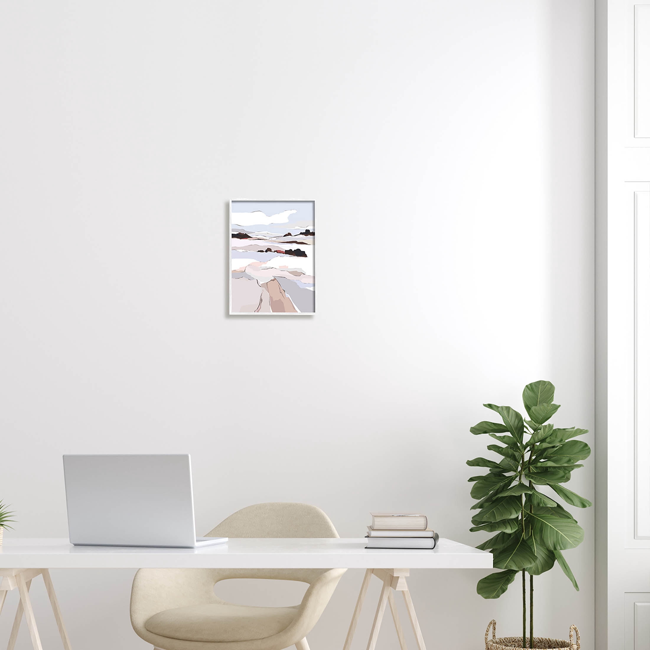Stupell Industries Winter Mountain Abstract Landscape Graphic Art White Framed Art Print Wall Art, Design by Nikita Jariwala