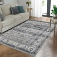 thumbnail image 6 of CAROMIO Vintage Rug Washable Stain Resistant Floor Carpet Boho Accent Rug Non-Slip Vintage Rug for Living Room Home Office, 4' x 6' Gray, 6 of 7
