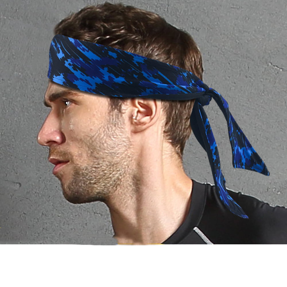 Sports Solid Head Tie Headband Sweatband for Running Basketball Tennis Yogo 