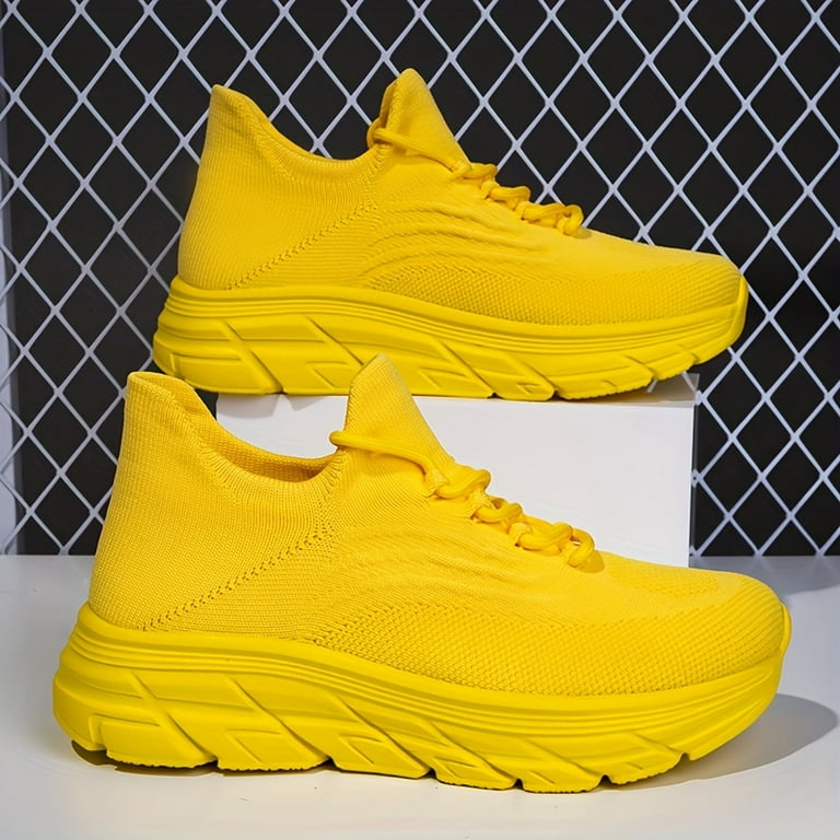 Men's Lightweight Breathable Running Shoes - Neon Yellow Low
