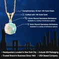 thumbnail image 2 of Gem Stone King 14K Yellow Gold Simulated White Opal and White Created Sapphire Pendant Necklace for Women | 0.32 Cttw | Gemstone October Birthstone | Round Cabochon 6MM | With 18 inch Chain, 2 of 6