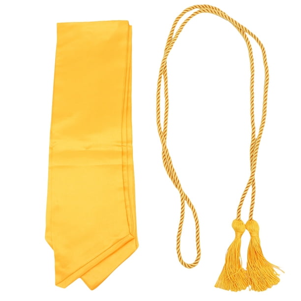2 piezas de estola de graduación, bata de bachillerato, gorra, borla, unisex, para adultos, sencilla, estola de graduación para estudiantes de graduación (dorado, 1 chal + 1 borla)