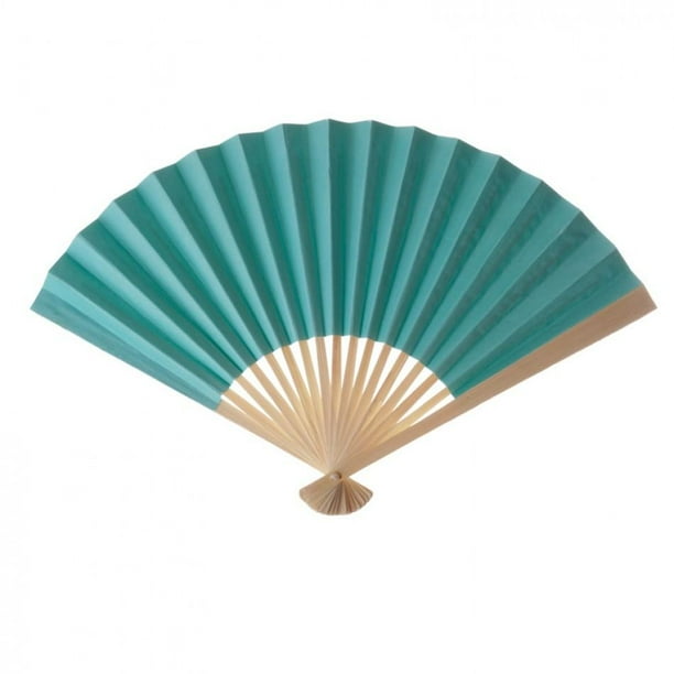 Koyal Wholesale Decorative Paper Fans, Diamond Blue, Set of 10