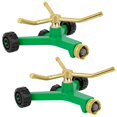 thumbnail image 1 of [2 Pack] RESTMO 3-Arm Metal Sprinkler with Wheel Base, 360 Degree Automatic Rotary Lawn Sprinkler System for Garden Plant, Flower, 1 of 7