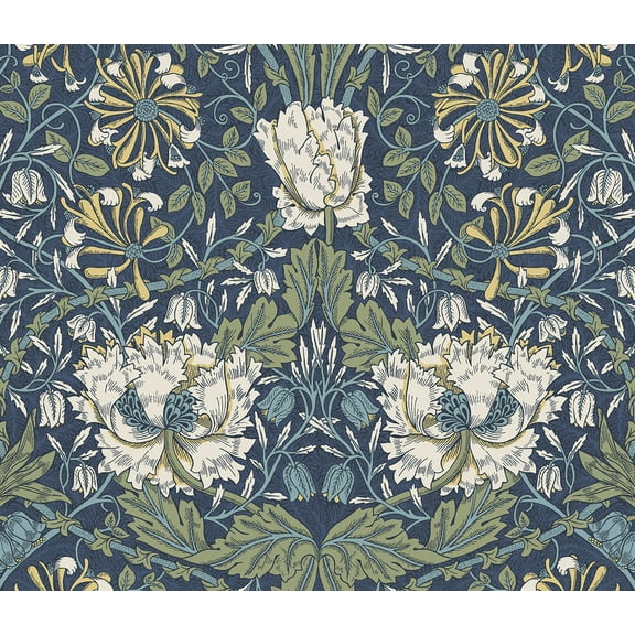 NextWall  Ogee Flora Peel and Stick Wallpaper - 20.9 in. W x 18 ft. L